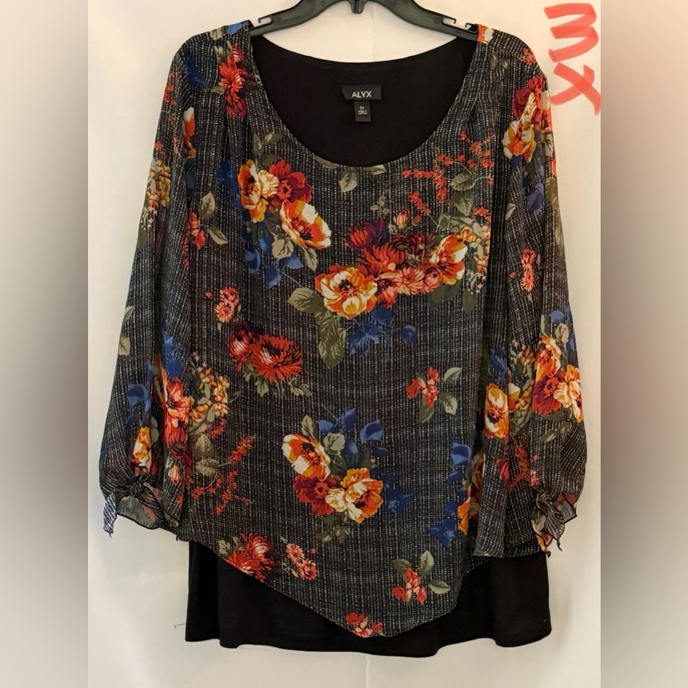 Alyx Black Floral Blouse with Multicolor Design